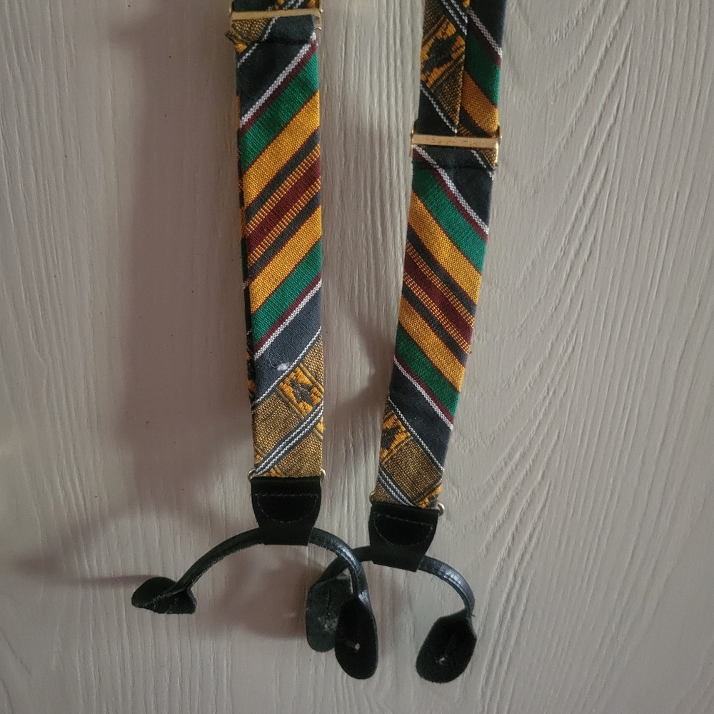 Pelican Suspenders Colorful Stripes Black & Gold Trim - Picture 7 of 10